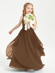 Robes de Demoiselle d'Honneur Junior en Mousseline de Style Boho Brun