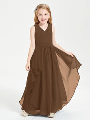 Robes de Demoiselle d'Honneur Junior en Mousseline de Style Boho Chocolat