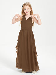 Robes de Demoiselle d'Honneur Junior en Mousseline de Style Boho Brun