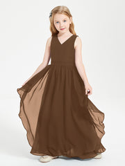 Robes de Demoiselle d'Honneur Junior en Mousseline de Style Boho Chocolat