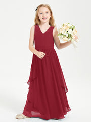 Robes de Demoiselle d'Honneur Junior en Mousseline de Style Boho Bordeaux