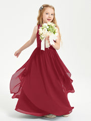 Robes de Demoiselle d'Honneur Junior en Mousseline de Style Boho Bordeaux