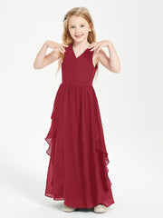 Robes de Demoiselle d'Honneur Junior en Mousseline de Style Boho Bordeaux