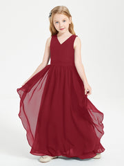 Robes de Demoiselle d'Honneur Junior en Mousseline de Style Boho Bordeaux