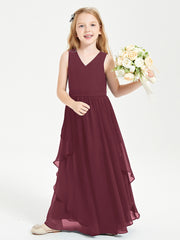 Robes de Demoiselle d'Honneur Junior en Mousseline de Style Boho Cabernet