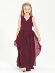 Robes de Demoiselle d'Honneur Junior en Mousseline de Style Boho Cabernet