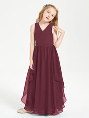 Robes de Demoiselle d'Honneur Junior en Mousseline de Style Boho Cabernet
