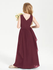 Robes de Demoiselle d'Honneur Junior en Mousseline de Style Boho Cabernet