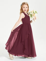 Robes de Demoiselle d'Honneur Junior en Mousseline de Style Boho Cabernet
