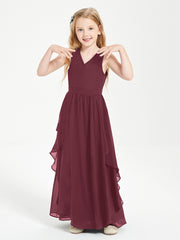 Robes de Demoiselle d'Honneur Junior en Mousseline de Style Boho Cabernet