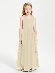 Robes de Demoiselle d'Honneur Junior en Mousseline de Style Boho Champagne