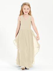Robes de Demoiselle d'Honneur Junior en Mousseline de Style Boho Champagne