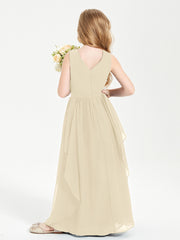 Robes de Demoiselle d'Honneur Junior en Mousseline de Style Boho Champagne