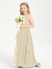 Robes de Demoiselle d'Honneur Junior en Mousseline de Style Boho Champagne