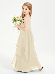 Robes de Demoiselle d'Honneur Junior en Mousseline de Style Boho Champagne