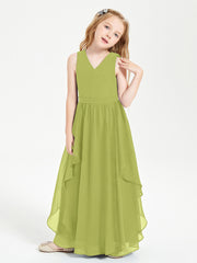 Robes de Demoiselle d'Honneur Junior en Mousseline de Style Boho Trèfle