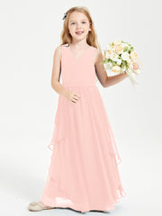 Robes de Demoiselle d'Honneur Junior en Mousseline de Style Boho Corail