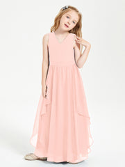 Robes de Demoiselle d'Honneur Junior en Mousseline de Style Boho Corail