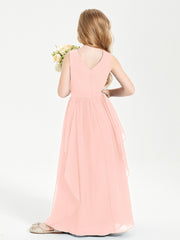 Robes de Demoiselle d'Honneur Junior en Mousseline de Style Boho Corail