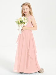 Robes de Demoiselle d'Honneur Junior en Mousseline de Style Boho Corail