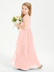 Robes de Demoiselle d'Honneur Junior en Mousseline de Style Boho Corail