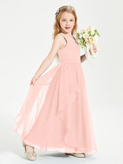 Robes de Demoiselle d'Honneur Junior en Mousseline de Style Boho Corail