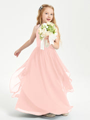 Robes de Demoiselle d'Honneur Junior en Mousseline de Style Boho Corail