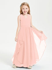 Robes de Demoiselle d'Honneur Junior en Mousseline de Style Boho Corail