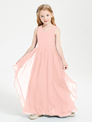 Robes de Demoiselle d'Honneur Junior en Mousseline de Style Boho Corail