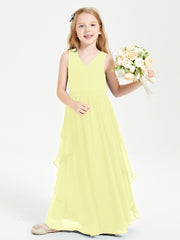 Robes de Demoiselle d'Honneur Junior en Mousseline de Style Boho Jonquille