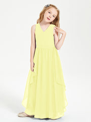 Robes de Demoiselle d'Honneur Junior en Mousseline de Style Boho Jonquille