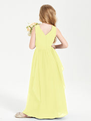 Robes de Demoiselle d'Honneur Junior en Mousseline de Style Boho Jonquille