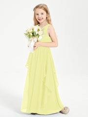 Robes de Demoiselle d'Honneur Junior en Mousseline de Style Boho Jonquille