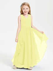 Robes de Demoiselle d'Honneur Junior en Mousseline de Style Boho Jonquille