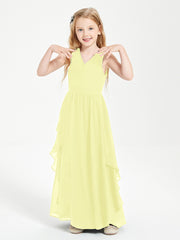 Robes de Demoiselle d'Honneur Junior en Mousseline de Style Boho Jonquille