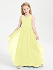Robes de Demoiselle d'Honneur Junior en Mousseline de Style Boho Jonquille