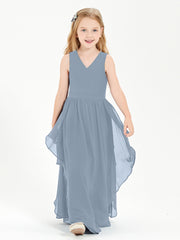 Robes de Demoiselle d'Honneur Junior en Mousseline de Style Boho Bleu Poudré
