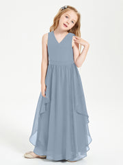 Robes de Demoiselle d'Honneur Junior en Mousseline de Style Boho Bleu Poudré