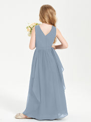 Robes de Demoiselle d'Honneur Junior en Mousseline de Style Boho Bleu Poudré