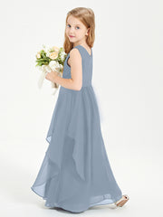 Robes de Demoiselle d'Honneur Junior en Mousseline de Style Boho Bleu Poudré