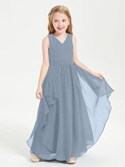 Robes de Demoiselle d'Honneur Junior en Mousseline de Style Boho Bleu Poudré