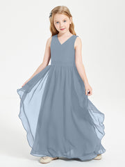 Robes de Demoiselle d'Honneur Junior en Mousseline de Style Boho Bleu Poudré