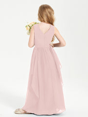 Robes de Demoiselle d'Honneur Junior en Mousseline de Style Boho Rose Poudré