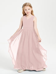 Robes de Demoiselle d'Honneur Junior en Mousseline de Style Boho Rose Poudré