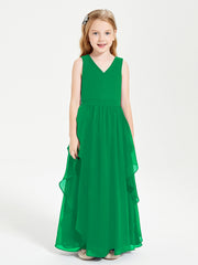 Robes de Demoiselle d'Honneur Junior en Mousseline de Style Boho Emeraude