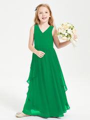 Robes de Demoiselle d'Honneur Junior en Mousseline de Style Boho Emeraude