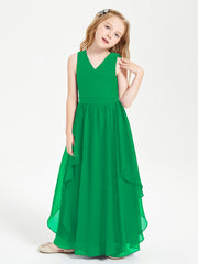 Robes de Demoiselle d'Honneur Junior en Mousseline de Style Boho Emeraude