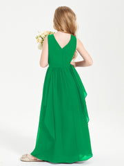 Robes de Demoiselle d'Honneur Junior en Mousseline de Style Boho Emeraude