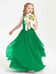 Robes de Demoiselle d'Honneur Junior en Mousseline de Style Boho Emeraude