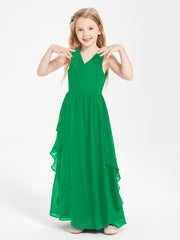 Robes de Demoiselle d'Honneur Junior en Mousseline de Style Boho Emeraude